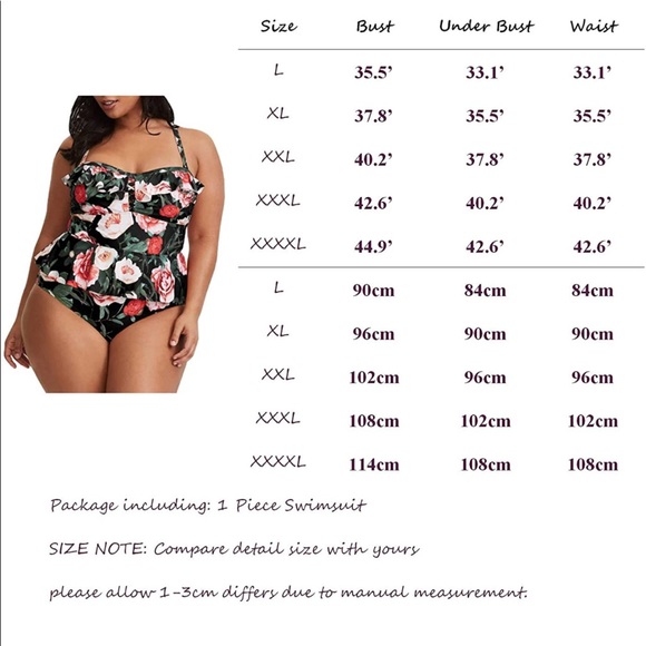 NWOT 2 Piece Plus Size High Waisted Peplum Floral Tankini - Picture 5 of 5